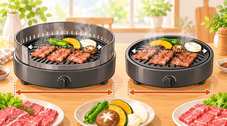 やきまるスリムは横幅が広がるもののプレートの大きさは変わらない